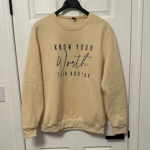 SHEIN Beige Graphic Crewneck Sweater
